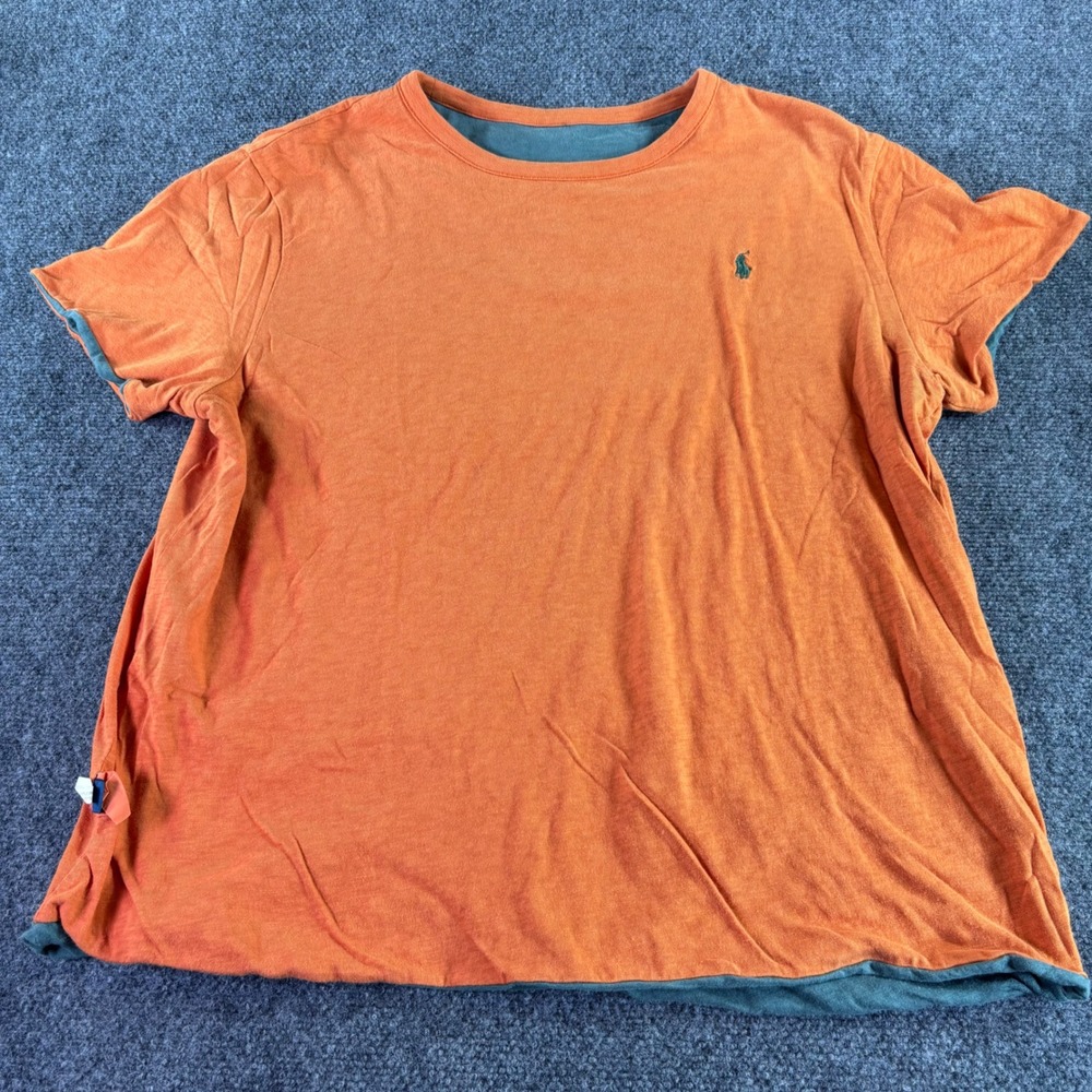 Polo Ralph Lauren T-Shirt Mens XL Orange Teal Embroidered Pony Short Sleeve Tee